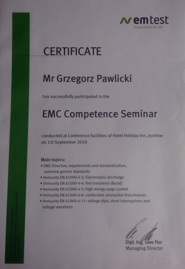 kompetencje EMC